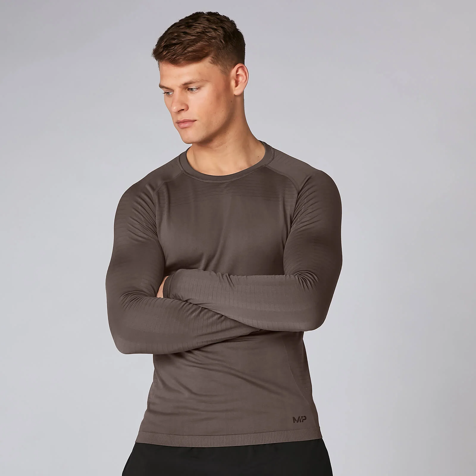 MP Men's Elite Seamless Long Sleeve Top - Driftwood - XS vaizdas 1