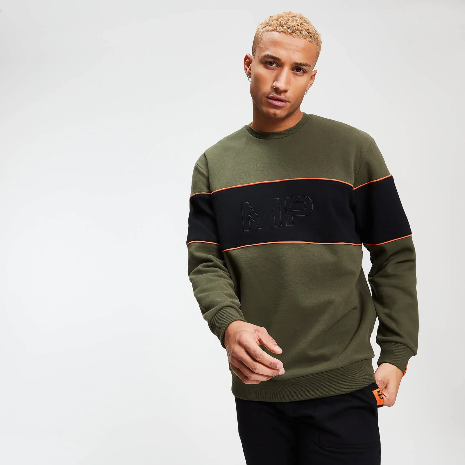 MP Men's Rest Day Stripe Sweatshirt - Army Green - XS vaizdas 1