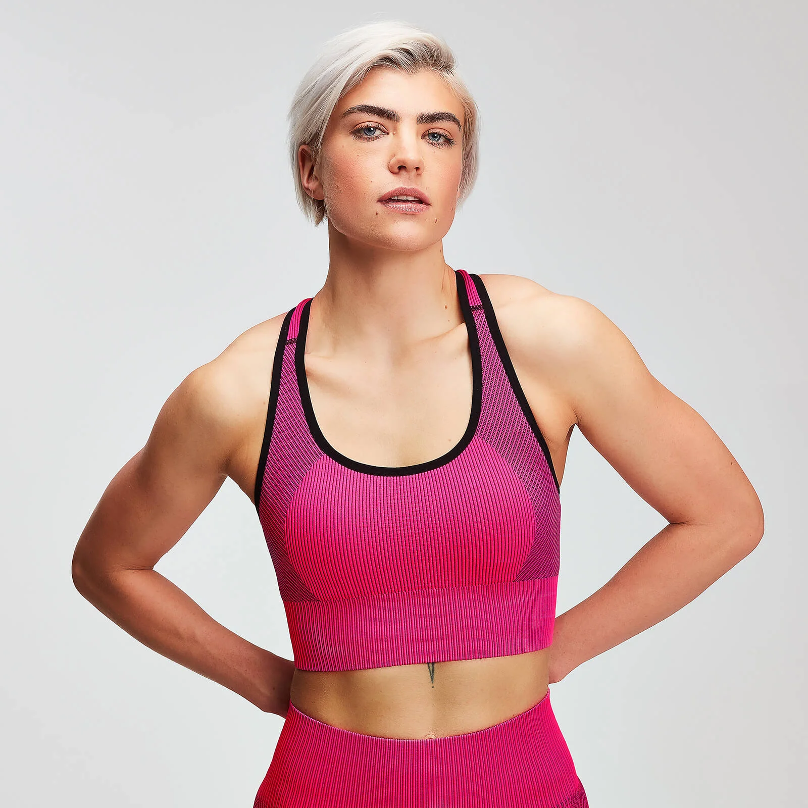 MP Women's Contrast Seamless Sports Bra - Super Pink - XS vaizdas 1