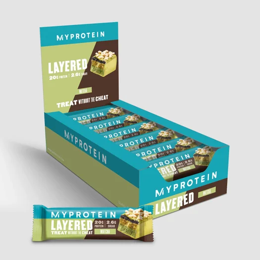 6 sluoksnių baltyminiai batonėliai - 12 x 60g - Matcha