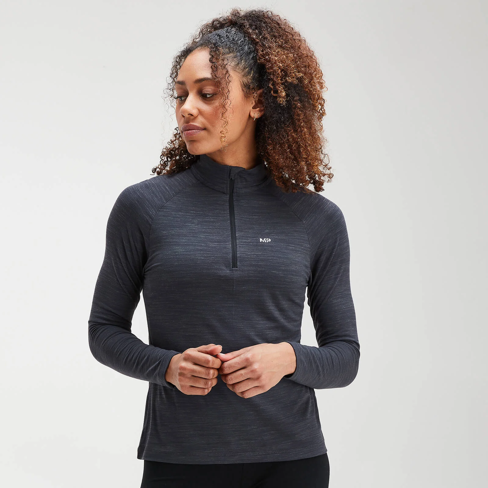 MP Moteriška treniruočių viršutinė dalis su užtrauktuku - Black/Charcoal Marl - XS vaizdas 1