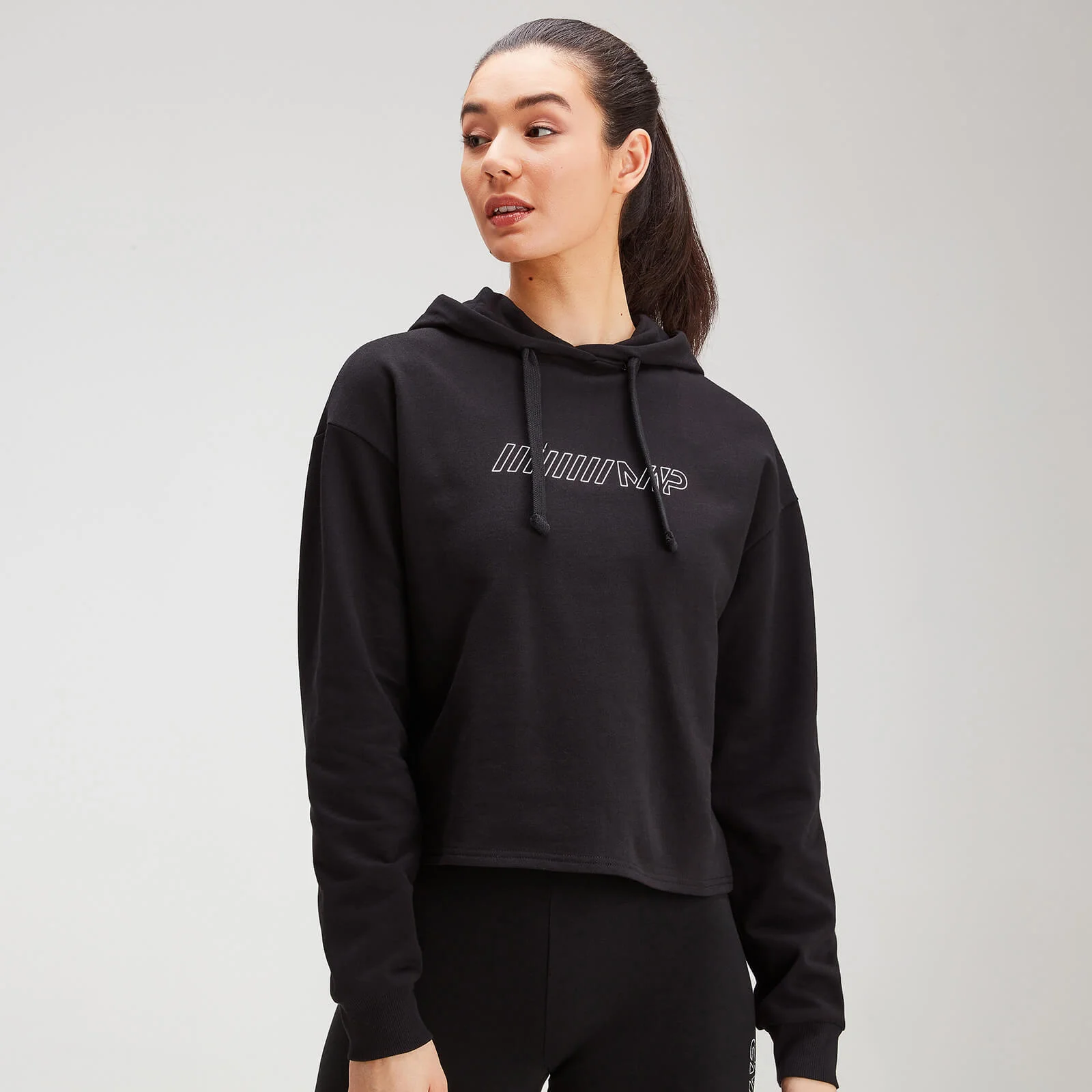 MP Women's Outline Graphic Hoodie - Black - XXS vaizdas 1