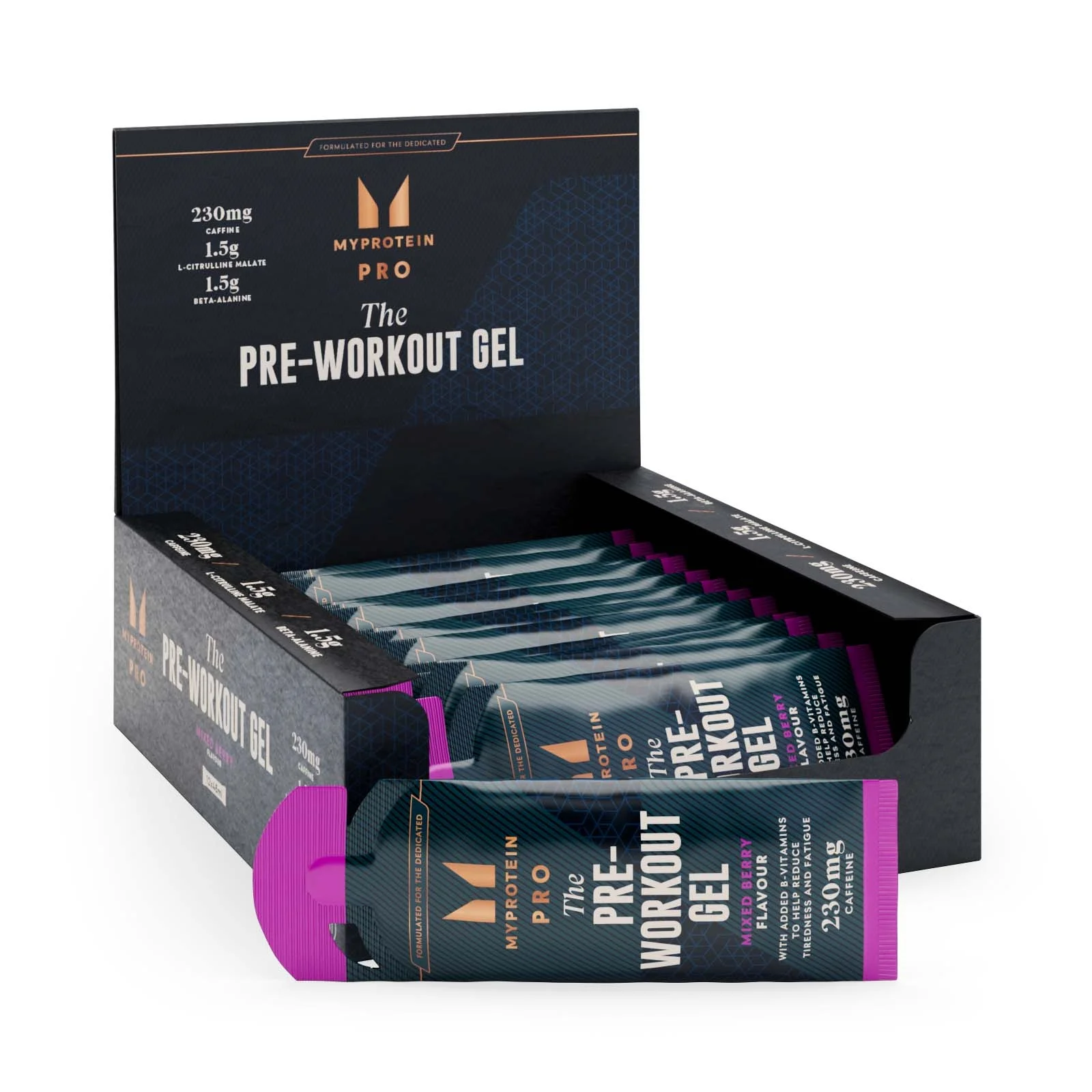 Prieštreniruotinė želė „Pre-Workout Gel“ - 12 x 50g - Uogų mišinio vaizdas 1