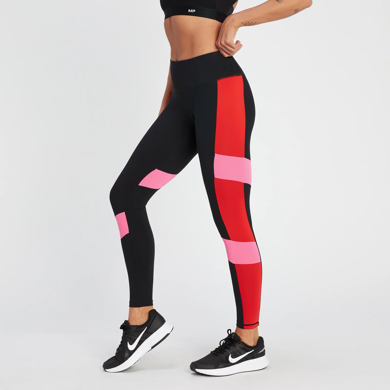 MP Women's Power Colour Block Leggings - Black/Danger - XS vaizdas 1