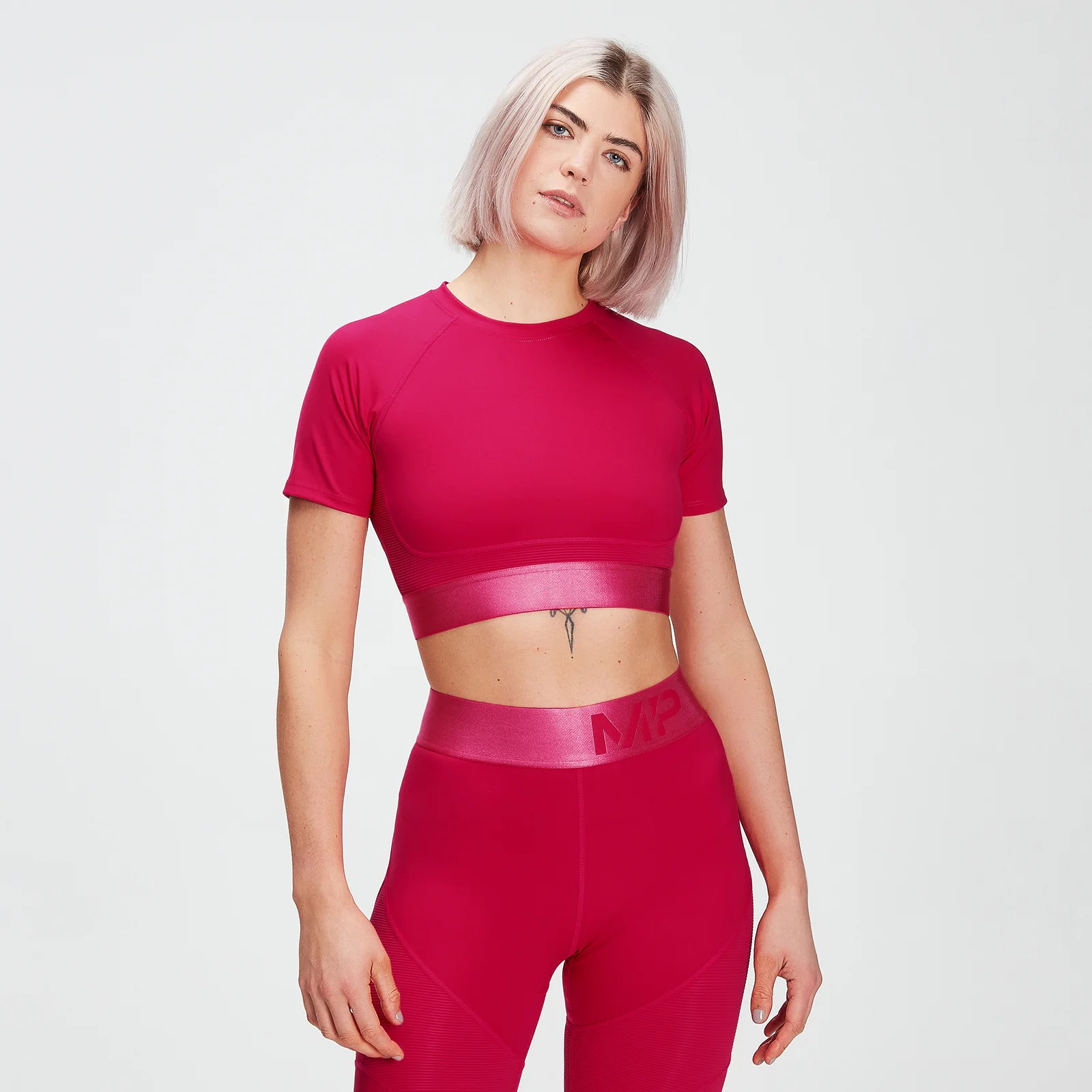MP Women's Adapt Textured Crop Top- Virtual Pink - XXS vaizdas 1