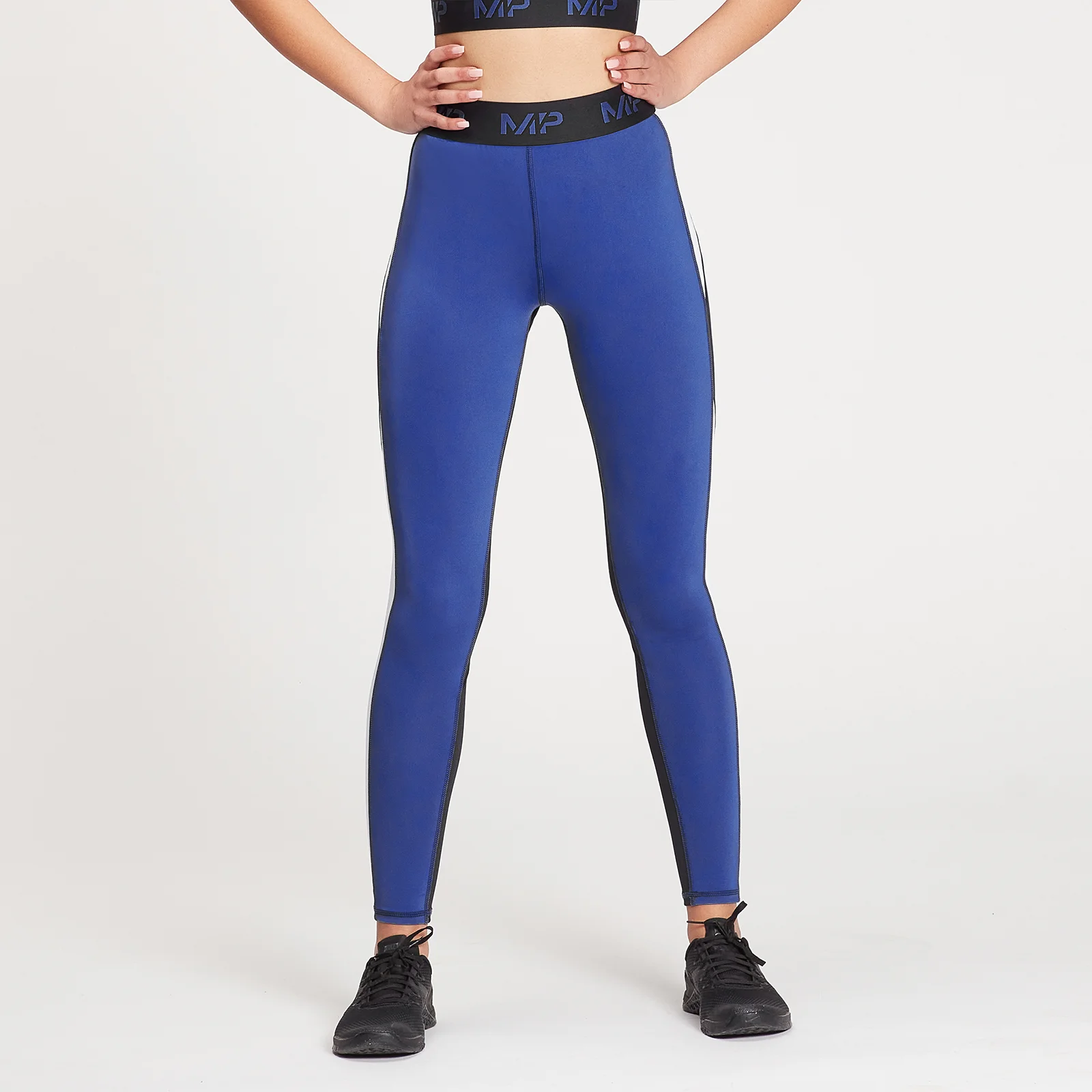 MP Women's Engage Colour Block Leggings - Black / White / Cobalt - XXS vaizdas 1