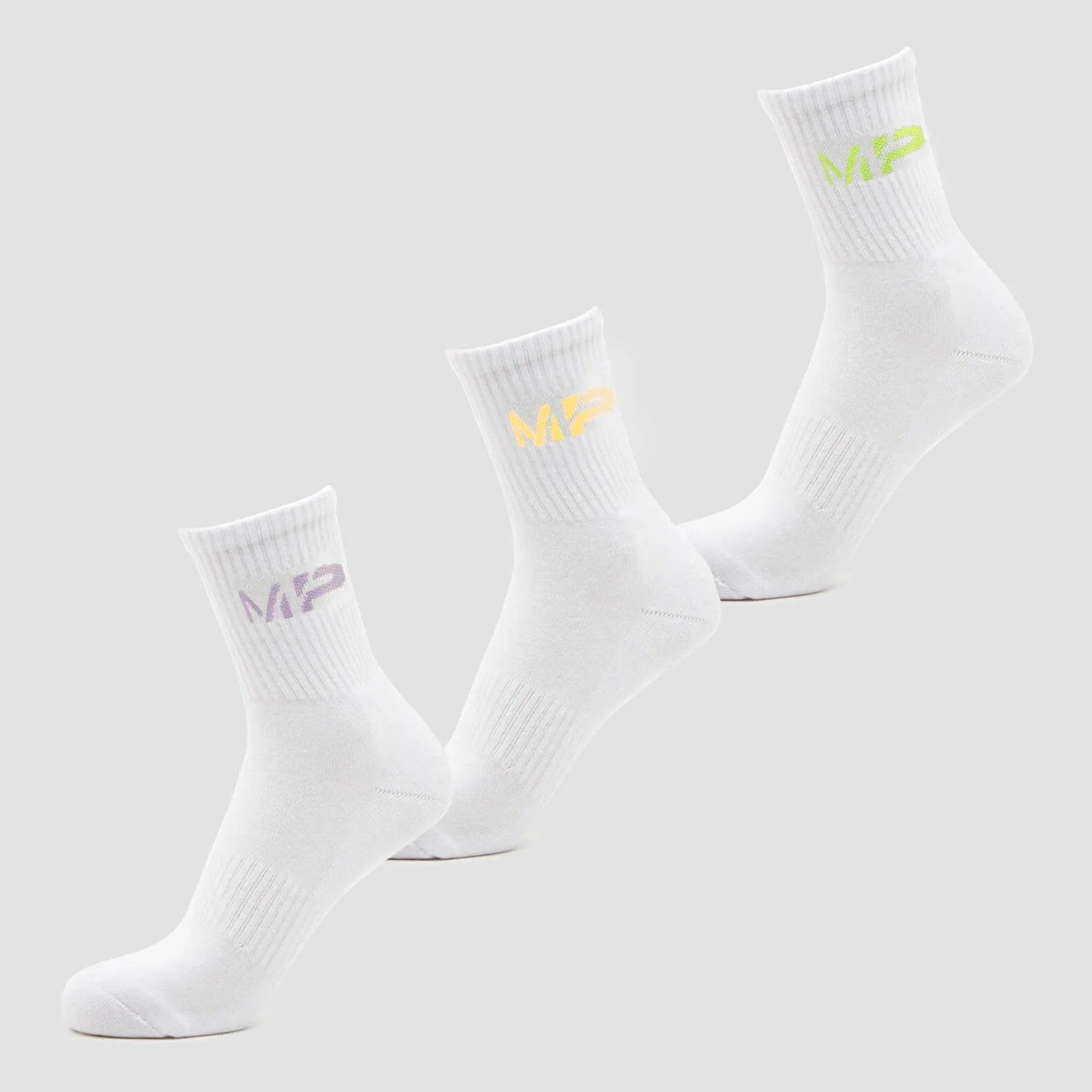 MP Women's Neon MP Logo Crew Socks (3 Pack) Butterfly/Banana/Lavender - UK 3-6 vaizdas 1