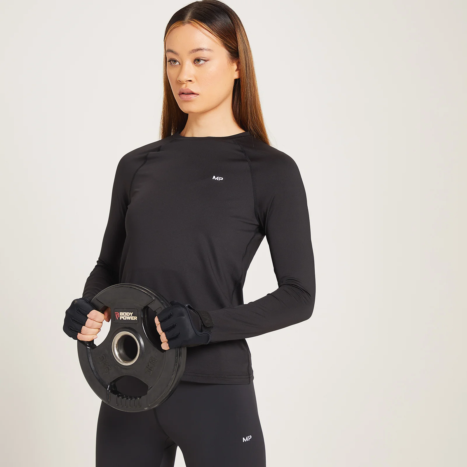 MP moteriški „Linear Mark“ treniruočių marškinėliai ilgomis rankovėmis – Juoda - XXS vaizdas 1