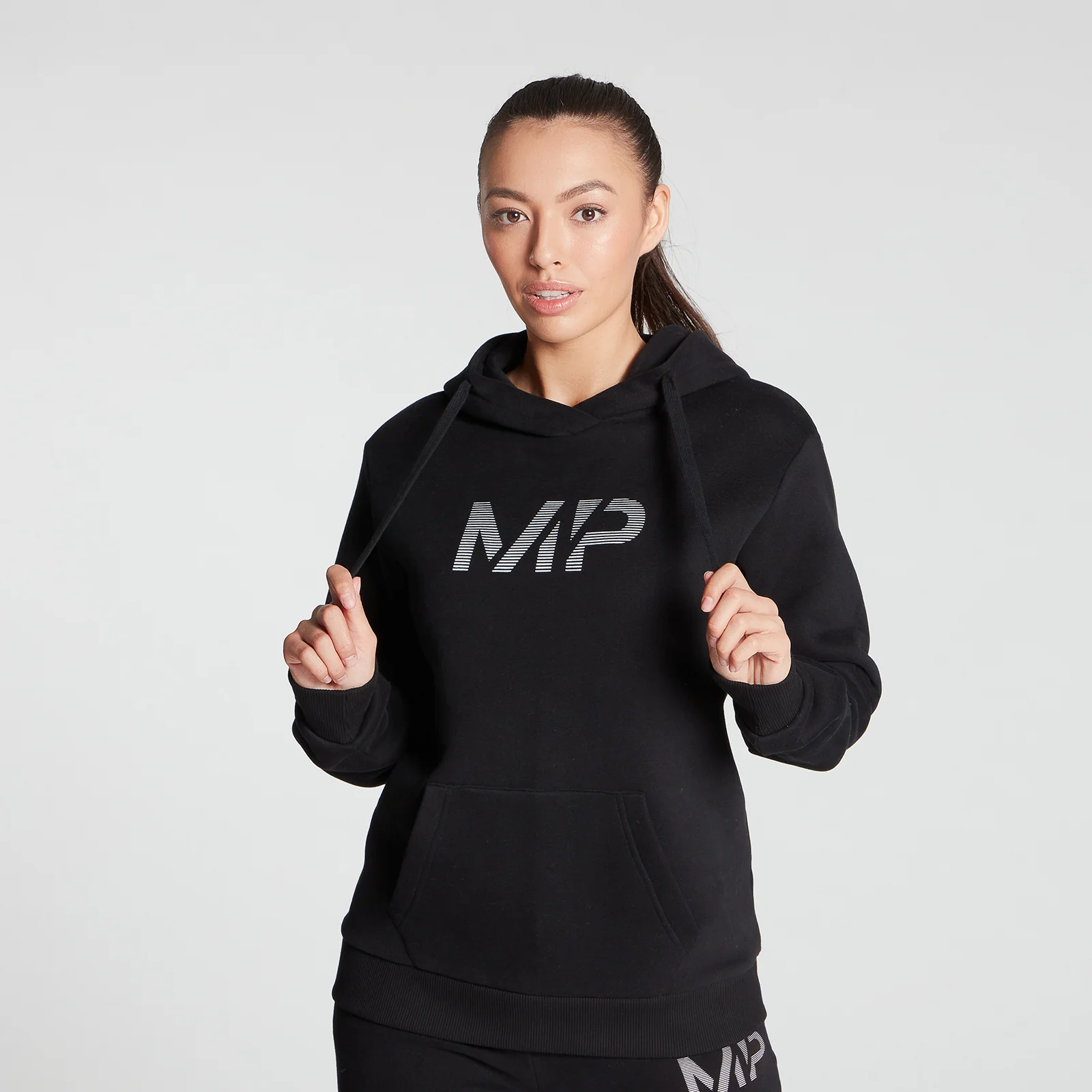 MP Women's Gradient Line Graphic Hoodie - Black - XXS vaizdas 1