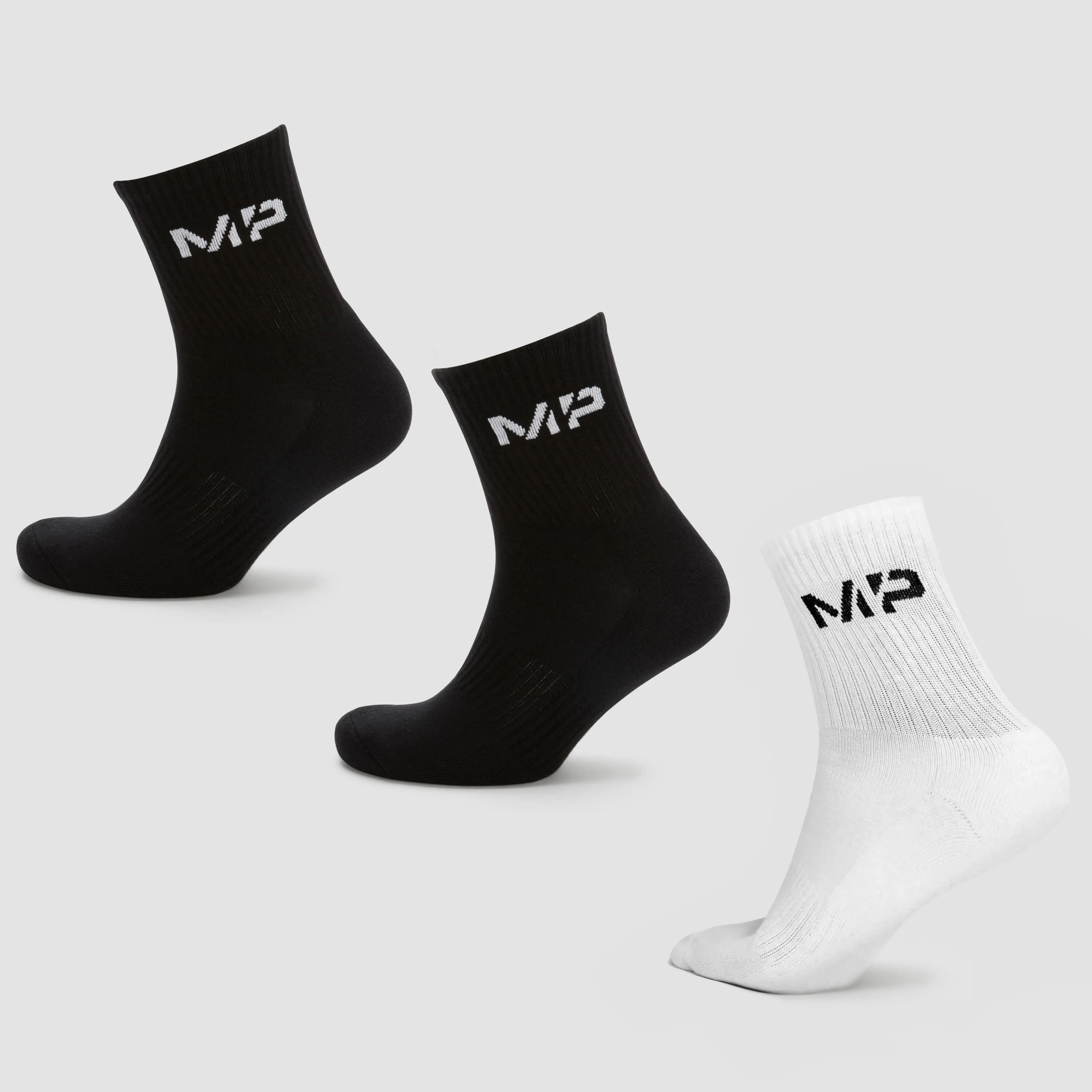 MP Women's Crew Socks (3 Pack) - Black/White - UK 3-6 vaizdas 1