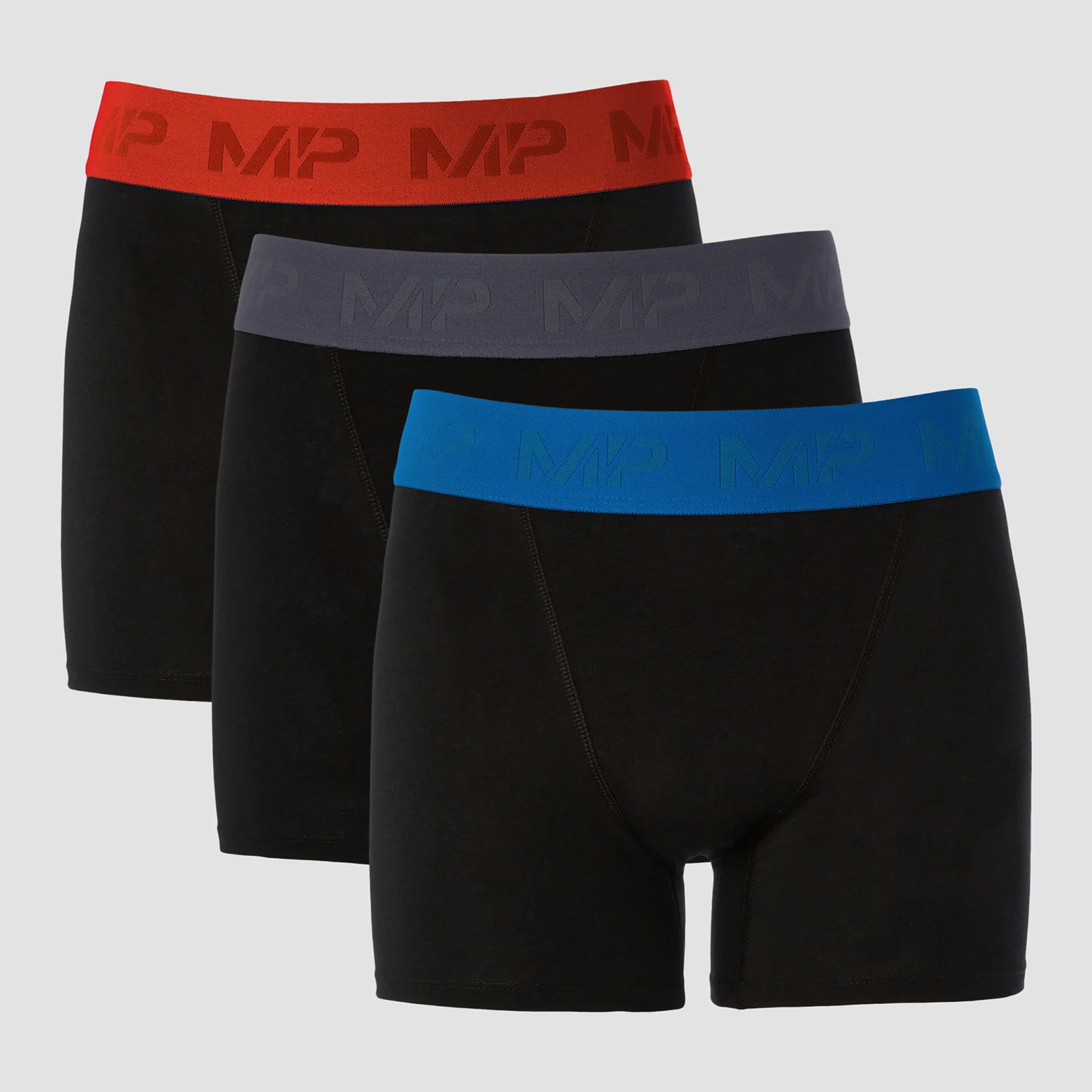 MP Men's Coloured Waistband Boxers (3 Pack) - Black/Graphite/True Blue/Fire - XXS vaizdas 1