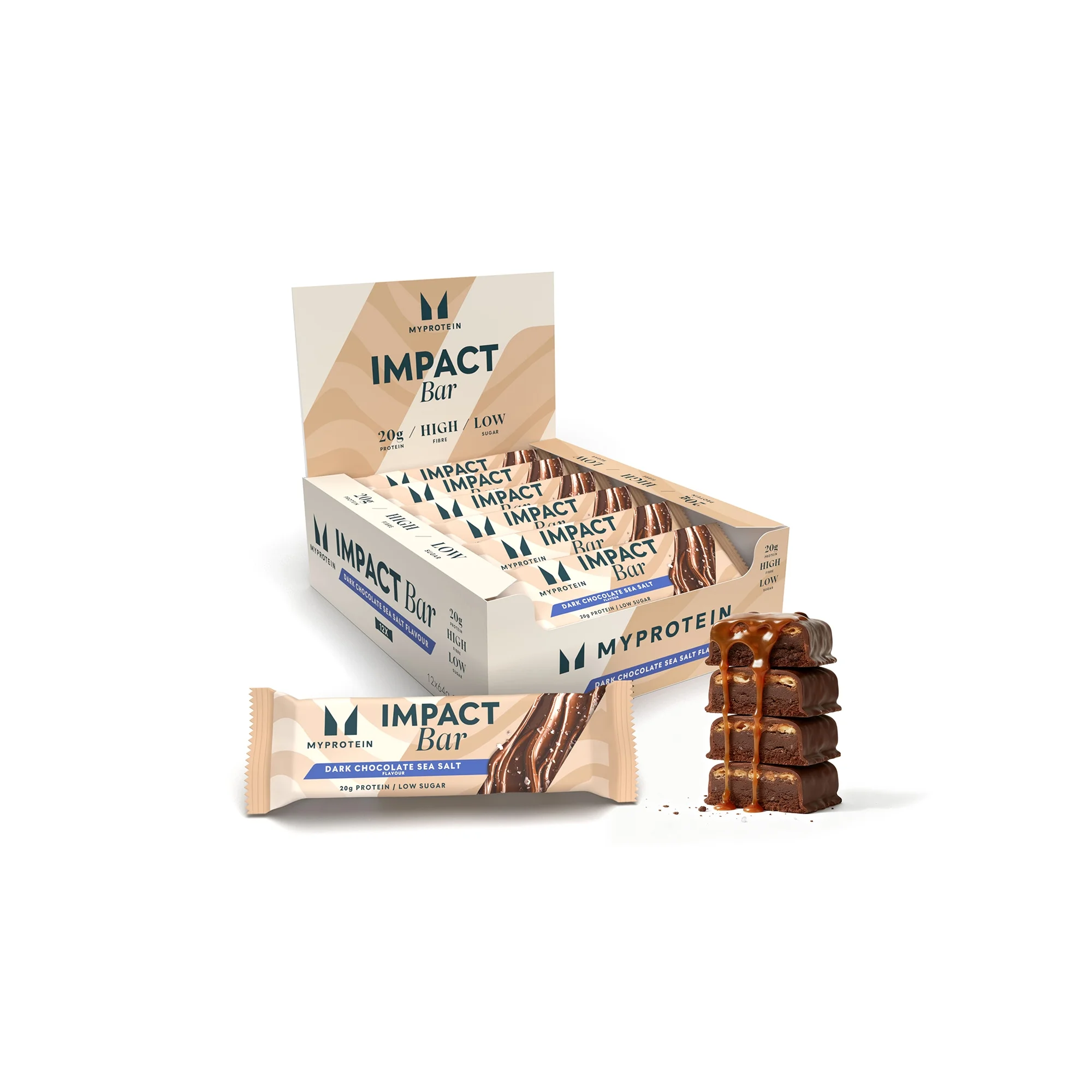 „Impact“ baltyminis batonėlis - 12 x 64g - Juodo šokolado ir jūros druskos vaizdas 1