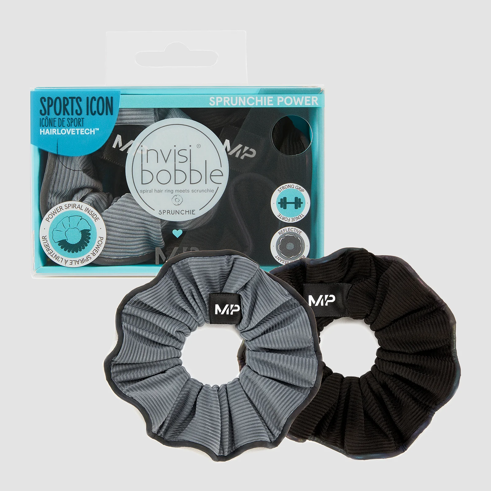 MP X Invisibobble® Reflective Power gumytė – Juoda / Ice Blue – 2 VNT. vaizdas 1