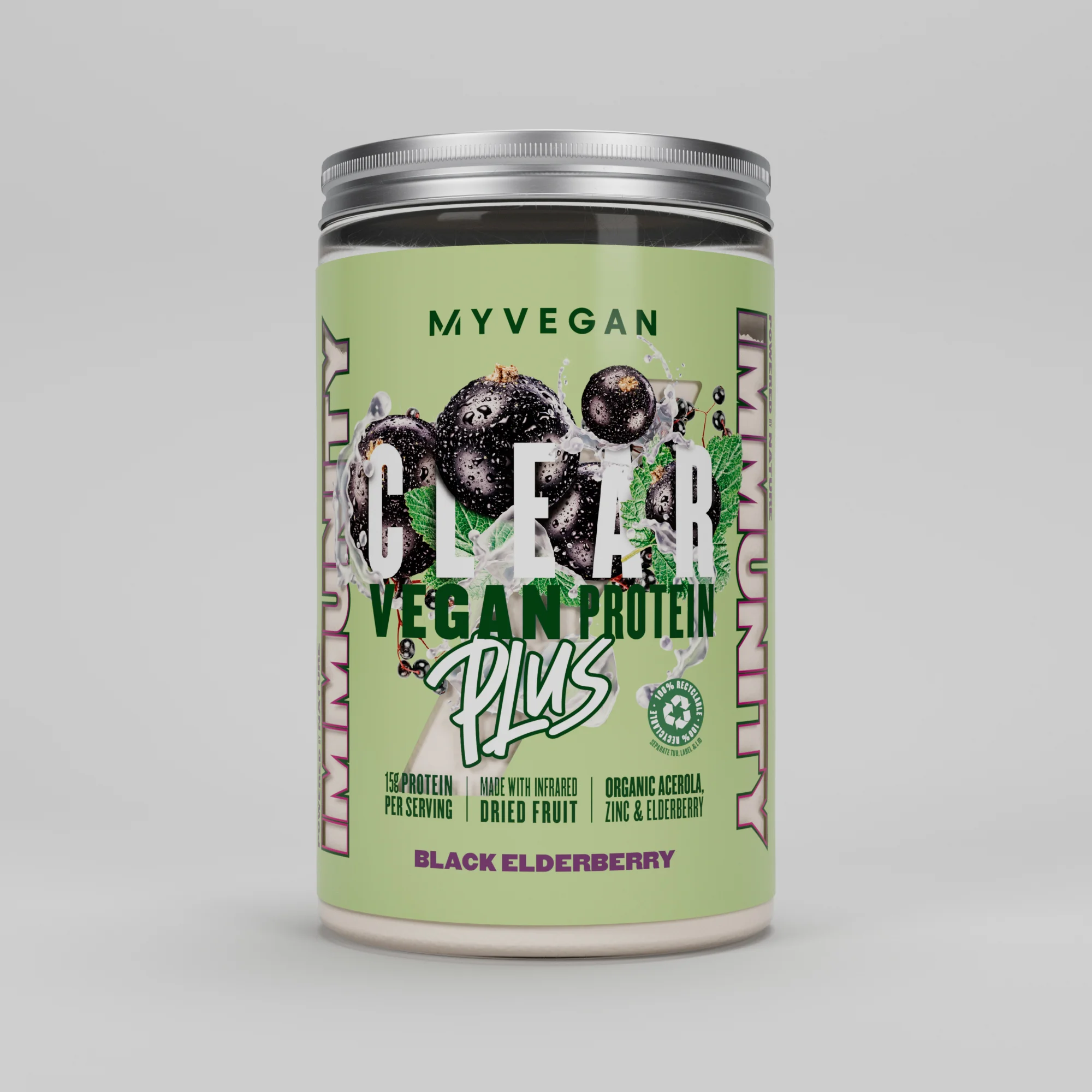 „Clear Vegan Protein Plus“ – Imunitetas - 375g - Elderberry vaizdas 1