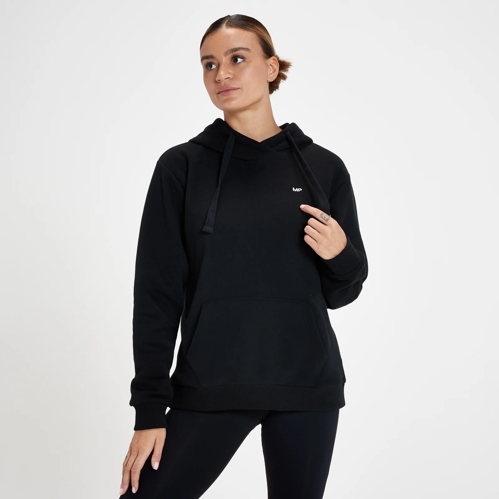 MP Women's Essentials Hoodie with Kangaroo Pocket - Black - XXS vaizdas 1