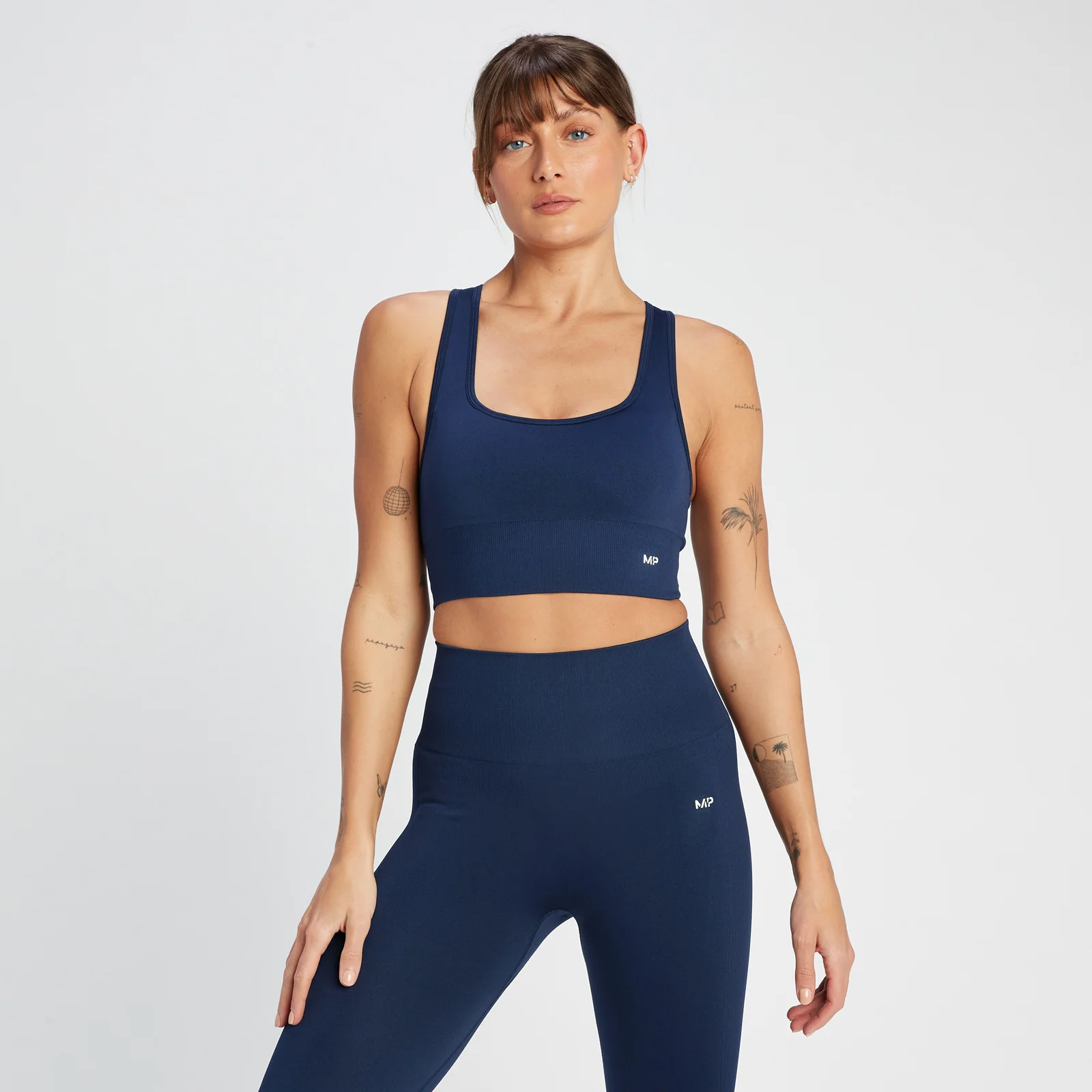 MP Women's Shape Seamless Cross Strap Sports Bra - Navy - XXS vaizdas 1