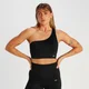 MP moteriška asimetrinė briaunota „Tempo Seamless“ liemenėlė – Juoda