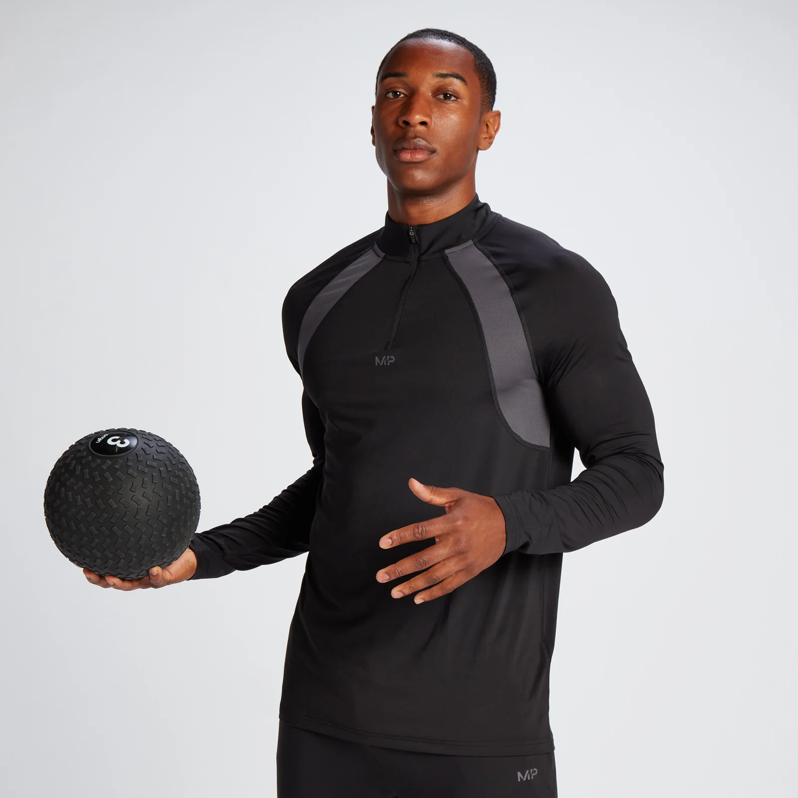 MP vyriški „Tempo“ marškinėliai su 1/4 užtrauktuku – Juoda - XXS vaizdas 1