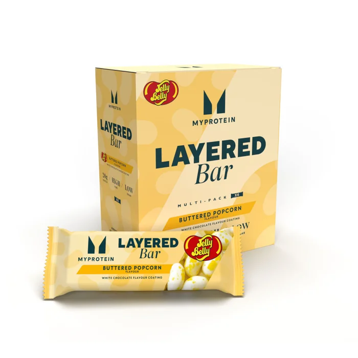 Sluoksniuotas batonėlis – Jelly Belly® ir sviestinių kukurūzų spragėsių skonis