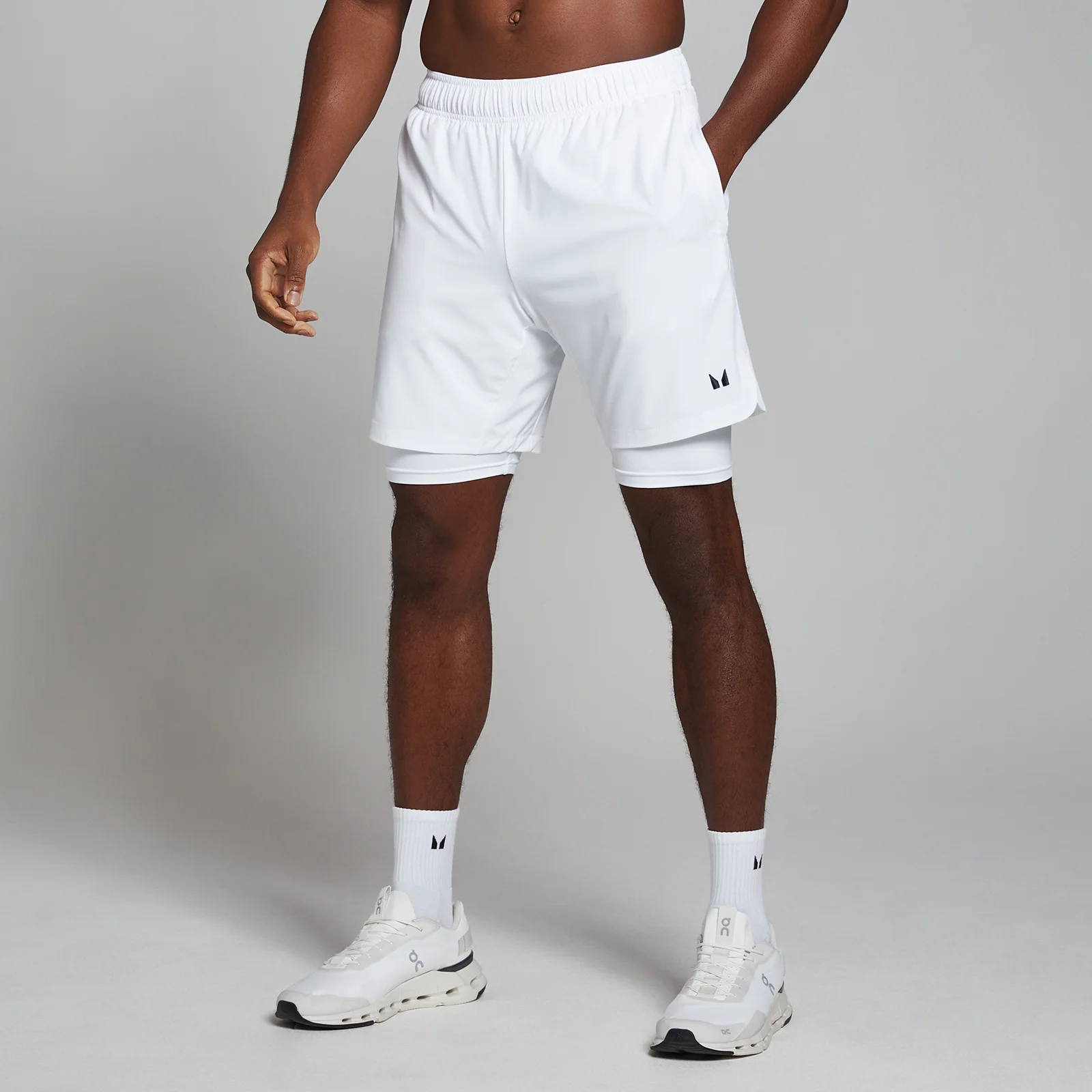 MP Men's 2-in-1 7" Training Shorts - White - M vaizdas 1