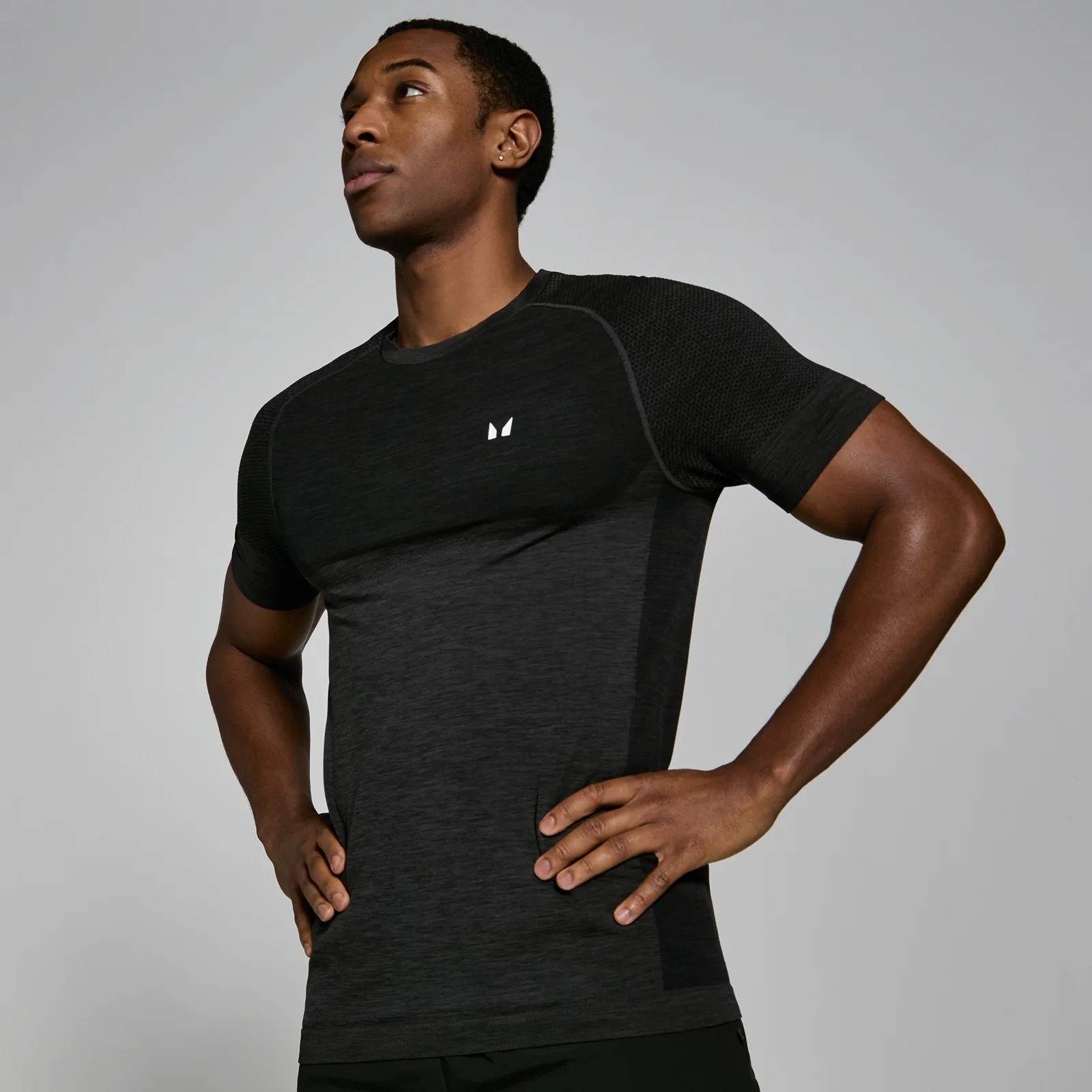 MP Men's Seamless Short Sleeve T-Shirt - Black Marl - M vaizdas 1