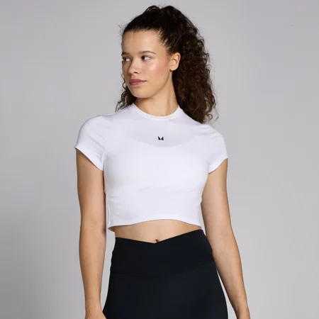 MP Women's Basic Body Fit Short Sleeve Crop T-Shirt - White