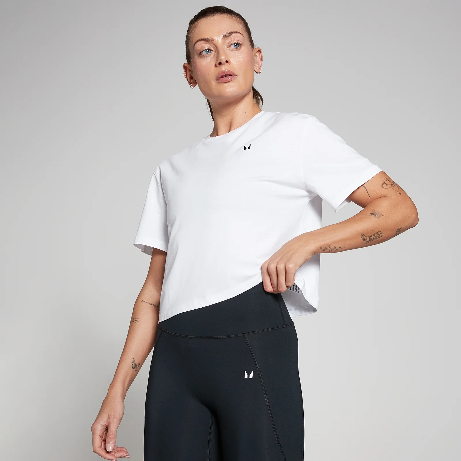 MP Women's Basic Boxy Short Sleeve Crop T-Shirt - White - XXS vaizdas 1