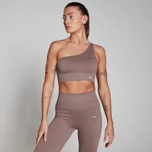 MP moteriška asimetrinė briaunota „Tempo Seamless“ liemenėlė – Lazdyno riešuto - Size XXL