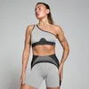 MP moteriška kontrastinė briaunota „Contrast Rib Seamless“ liemenėlė – Juoda/pilka