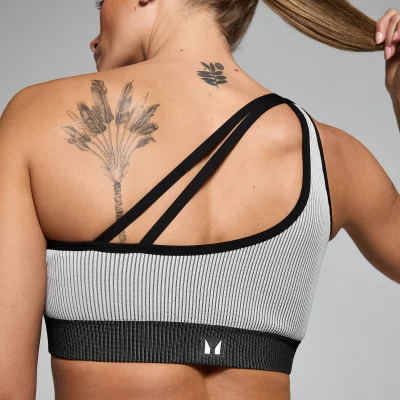 MP moteriška kontrastinė briaunota „Contrast Rib Seamless“ liemenėlė – Juoda/pilka - XL vaizdas 6