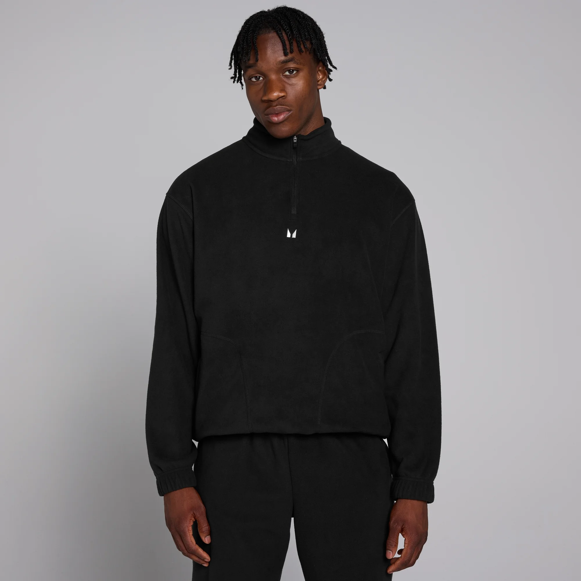 MP vyriškas vilnonis megztinis su 1/4 užtrauktuku – Juoda - L vaizdas 1