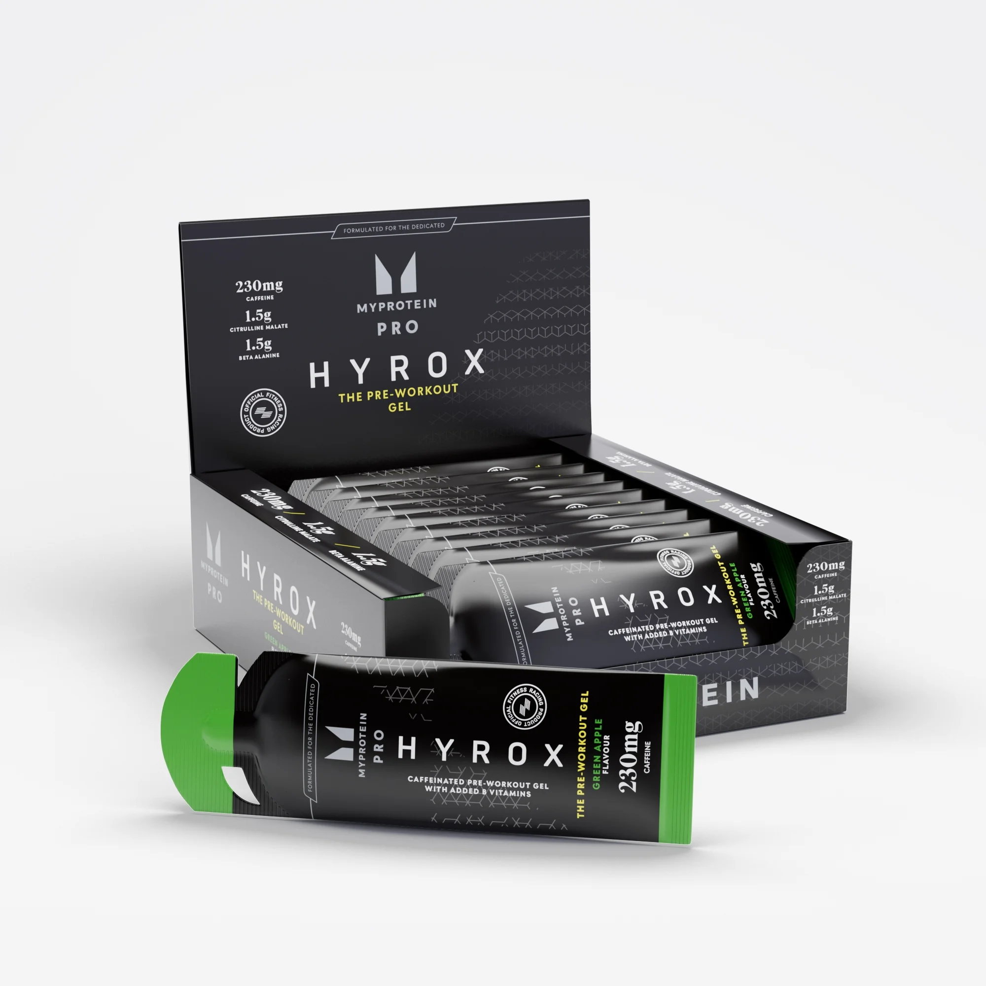 Prieštreniruotinė želė „Pre-Workout Gel“ - 12 x 50g - Green Apple (HYROX Edition) vaizdas 1