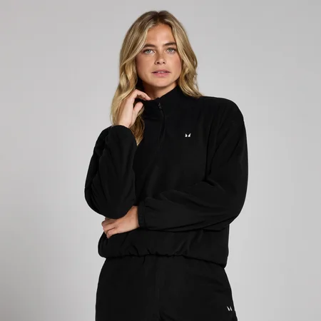 MP moteriškas vilnonis „Funnel Neck 1/4 Zip“ megztinis – Juoda