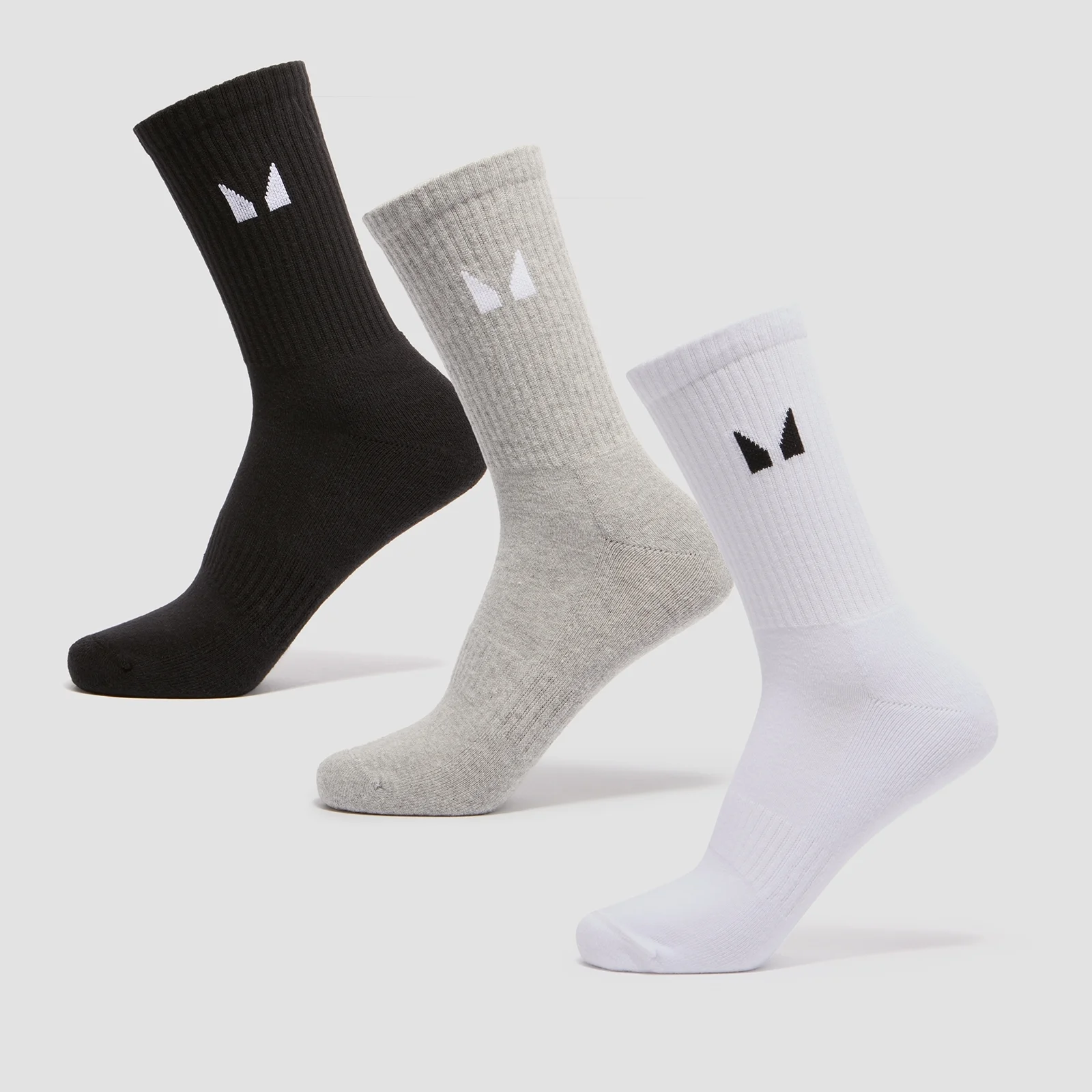 MP Unisex Crew Socks (3 Pack) - White/Black/Grey Marl - UK 2-5 vaizdas 1