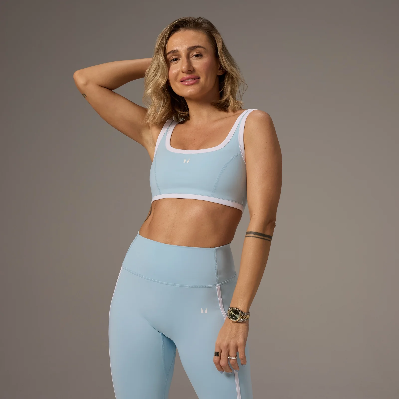 „MP X Tatiana“ kontrastinė sportinė liemenėlė su kvadratine iškirpte – Šviesi vandens - XS vaizdas 1