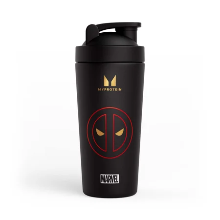 „Myprotein Deadpool“ perdirbamas metalinis kokteilių plaktuvas – Juoda