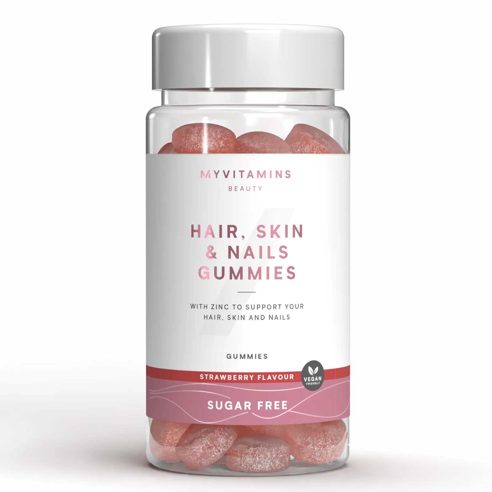 Becukriai guminukai plaukams, odai ir nagams - 60gummies - Sugar Free Strawberry vaizdas 1
