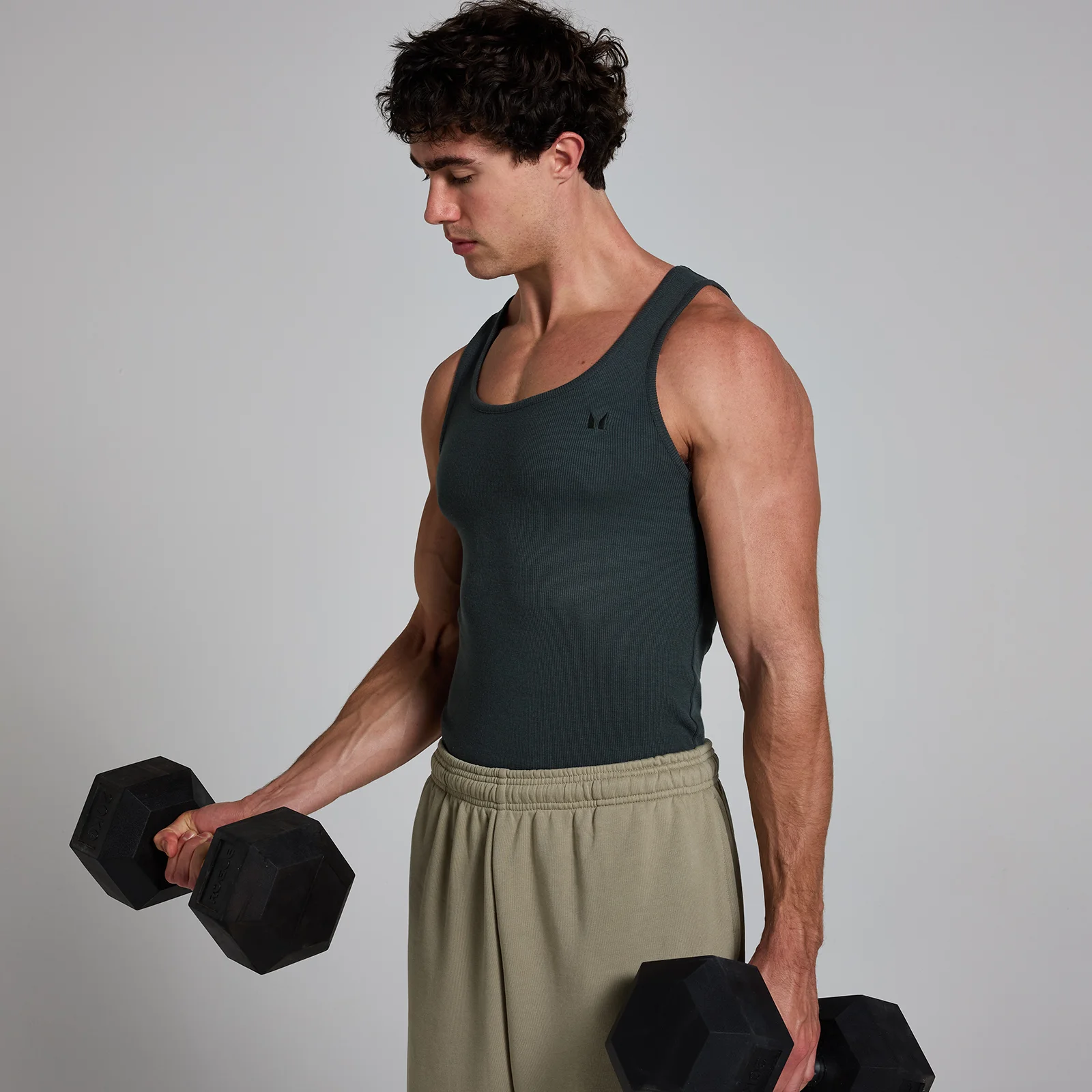 MP Men's Lift Ribbed Muscle Fit Tank - Washed Black - XS vaizdas 1