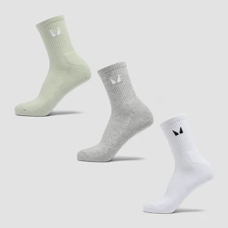 MP „Unisex“ trumpos kojinės (3 vnt.) – Pilka/Matcha/Balta