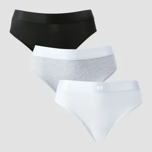 MP moteriškos bikinio kelnaitės vidutinio aukščio juosmeniu (5 vnt.) – Balta / juoda / pilka marmuro - Size S