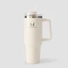 Myprotein Metalinis Butelis su Šoniniu Rankenėliu ir Šiaudeliu 1200ml - Natūrali Kreminė