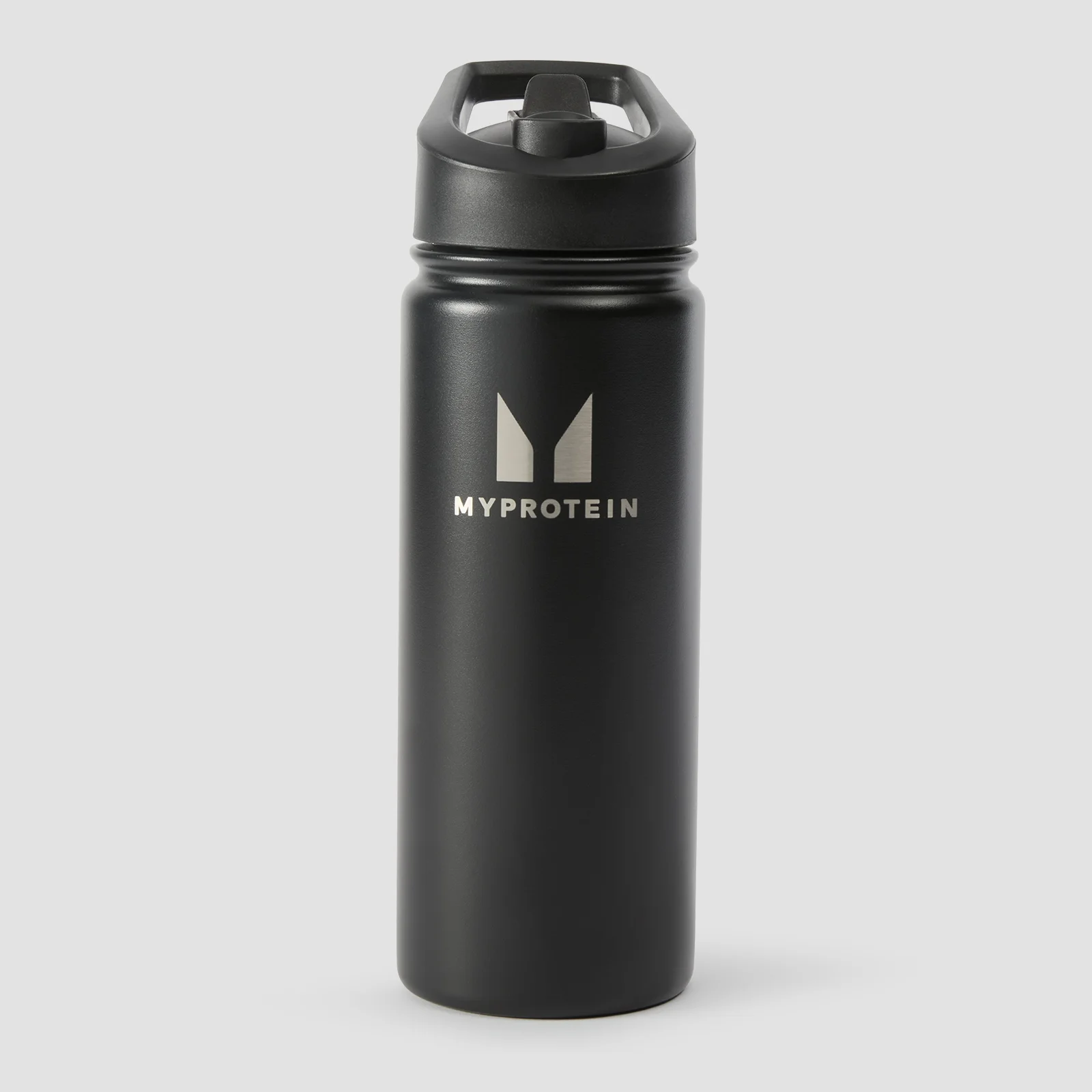 „Myprotein“ perdirbto metalo gertuvė su atlenkiamu šiaudeliu, 500 ml – juoda vaizdas 1
