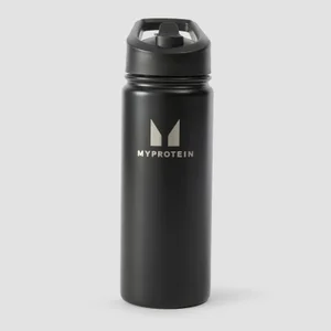 „Myprotein“ perdirbto metalo gertuvė su atlenkiamu šiaudeliu, 500 ml – juoda - Colour Black
