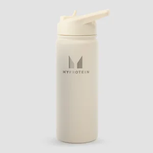 „Myprotein“ perdirbto metalo gertuvė su atlenkiamu šiaudeliu, 500 ml – natūralios kreminės spalvos - Colour Natural Cream