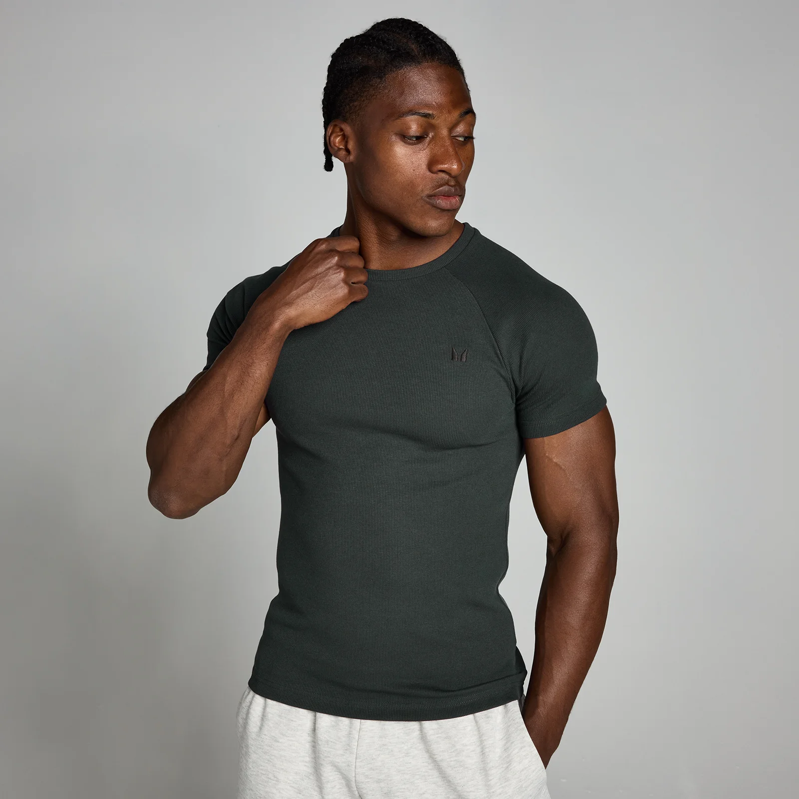 MP vyriški „Origin Ribbed Muscle Fit“ marškinėliai - Bluki juoda - XS vaizdas 1