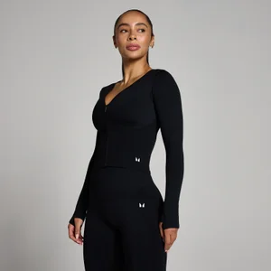 Moterų Tempo Be Siūlių Trumpa Striukė - Juoda - Size S