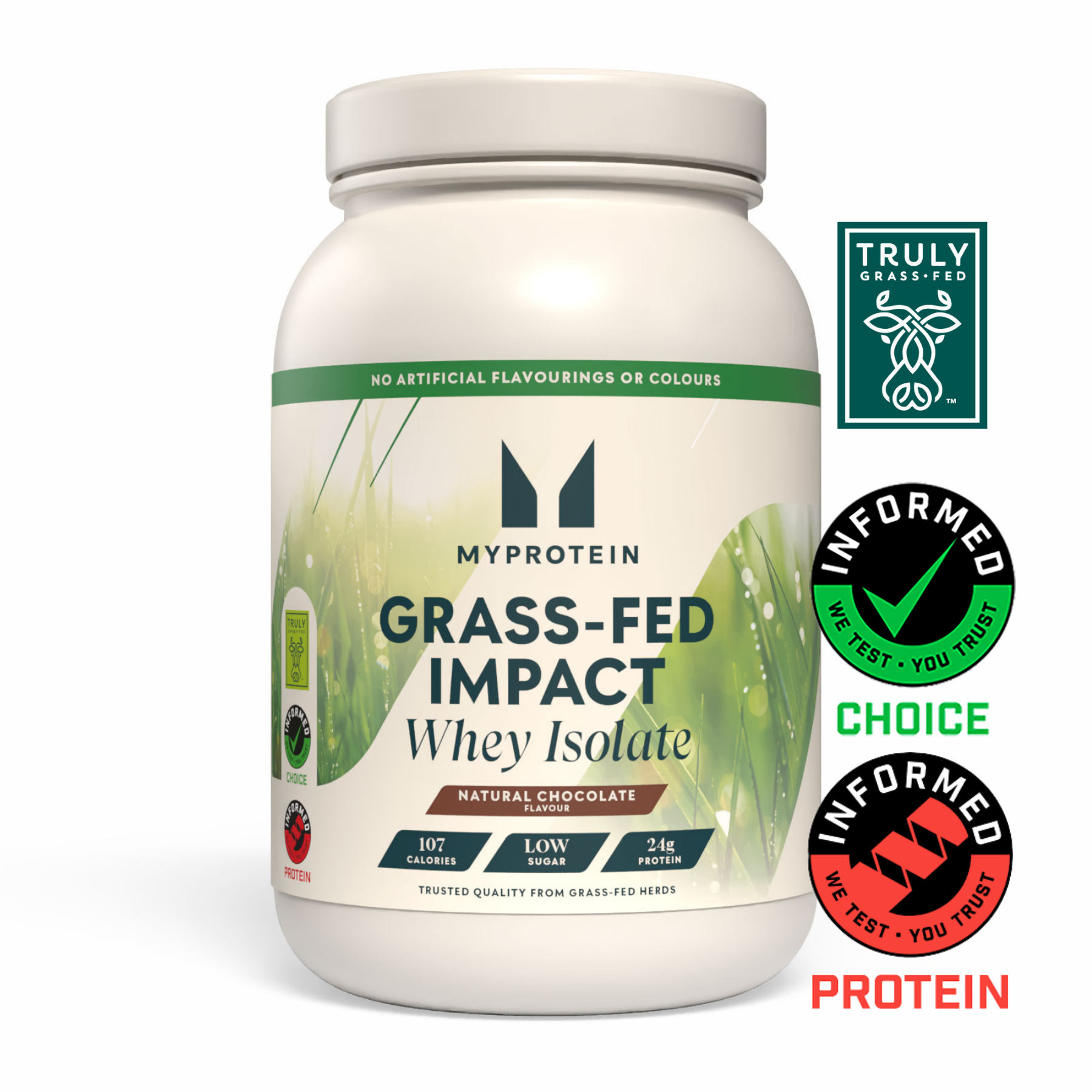 Myprotein Impact Whey Isolate, Grass Fed Natural Chocolate, 1kg vaizdas 1