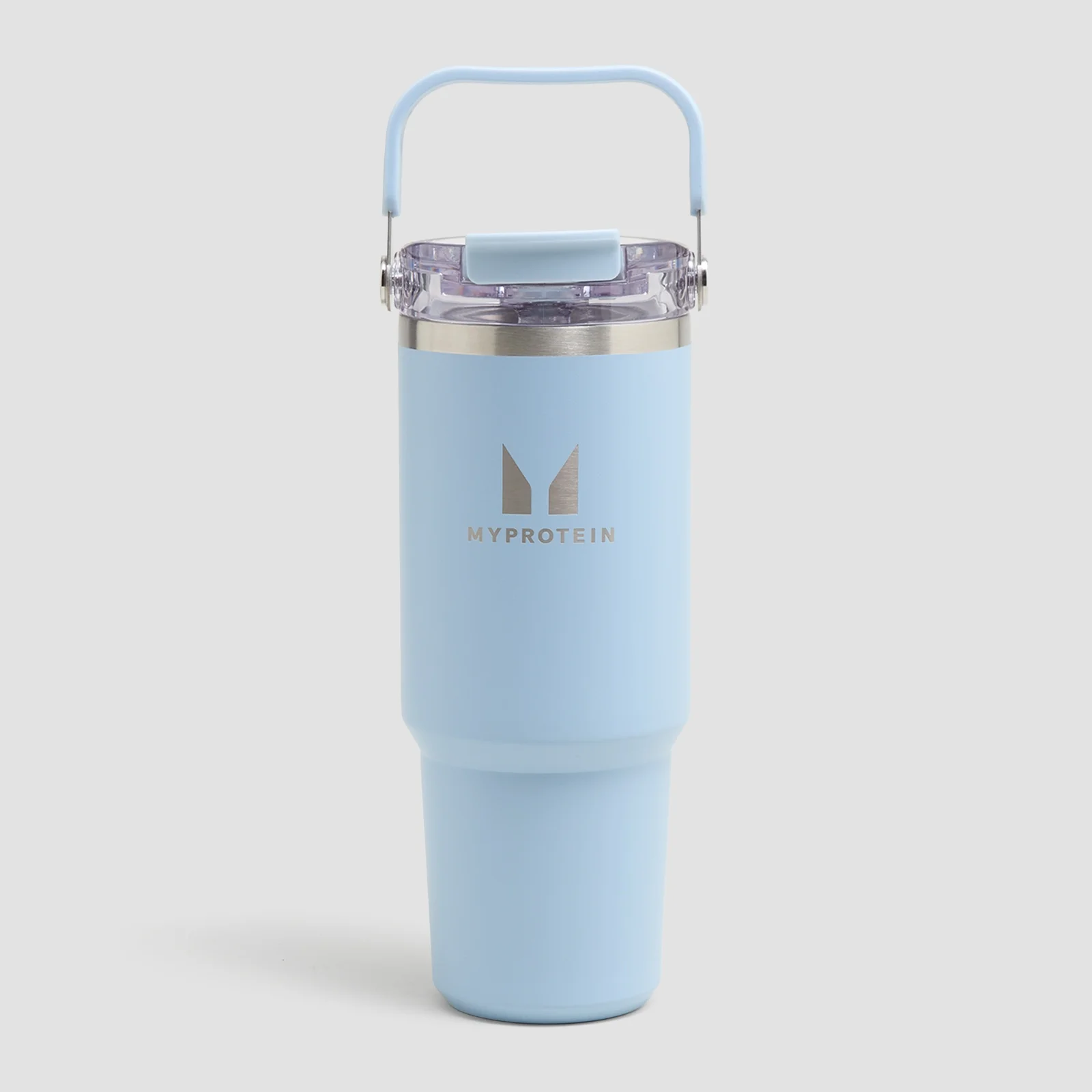 Myprotein perdirbto metalo vandens butelis su rankena ir šiaudeliu 900 ml - Šviesiai mėlynas vaizdas 1