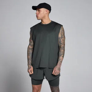 MP Vyrų Hybrid Didelio Dydžio Tinklelinio Audinio Marškinėliai Be Rankovių - Išblukę Juodi - Size XS