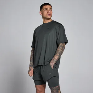 MP vyrų hibridiniai laisvo kirpimo tinklelio marškinėliai – juoda skalbta - Size M
